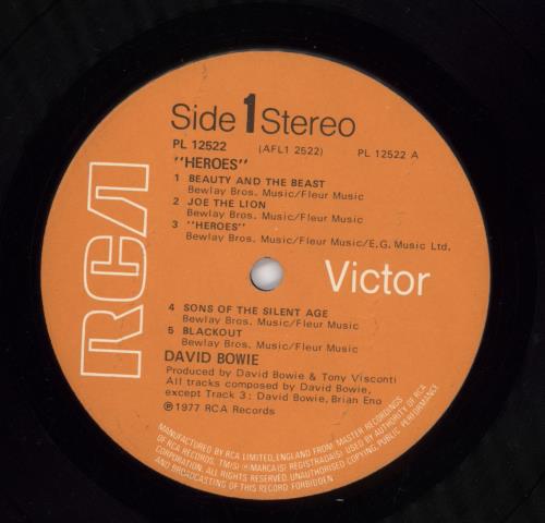 David Bowie Heroes UK版 stereo PL 12522 David Bowie – 